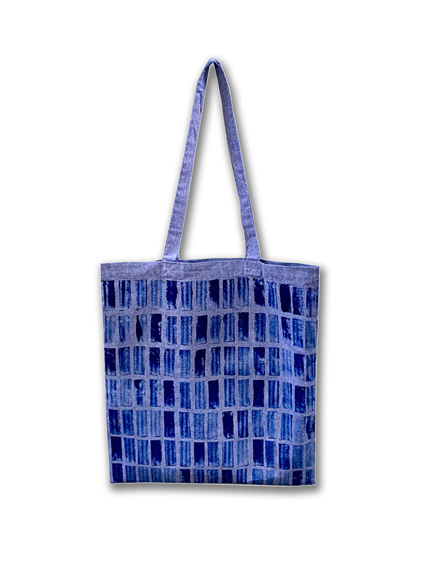 ΤOTE BAG DOODLE STAMP BLUE