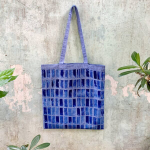 ΤOTE BAG DOODLE STAMP BLUE