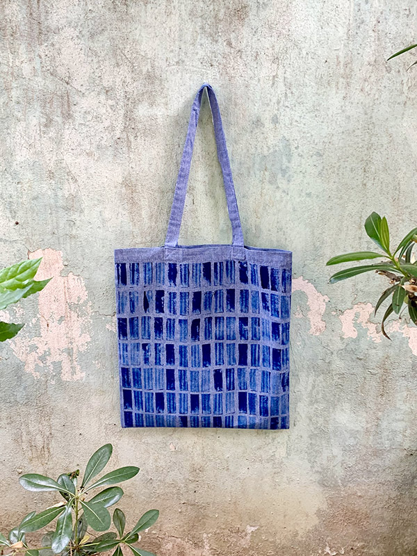 ΤOTE BAG DOODLE STAMP BLUE - Image 2